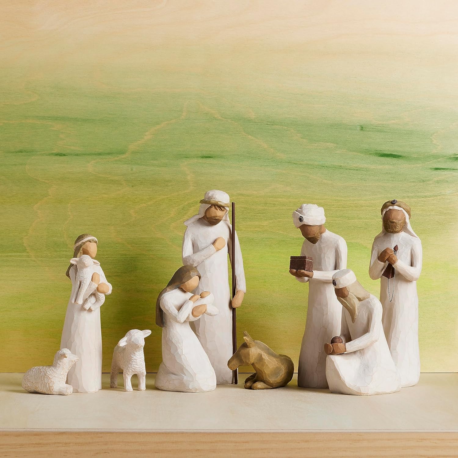 Nativity Scene 9-Piece Set with Three Wisemen, Hand-Painted E63346
