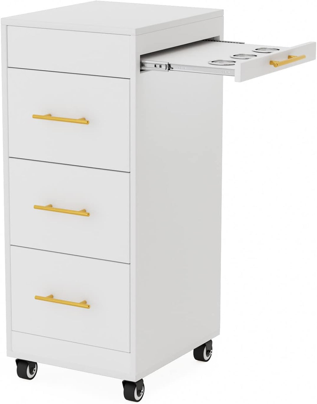 Wood Salon Trolley Cart with Wheels, Salon Cart for Hair Stylist, Hair Cart Mobile Storage Organizer, Salon Cabinet Station for Barbershop Beauty Spa
