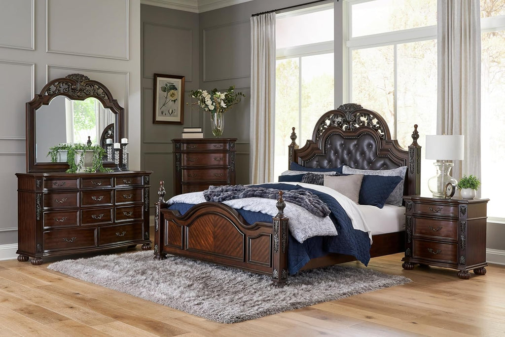 Chest of 5 Drawers Cherry Finish Wood Bedroom Furniture U13660