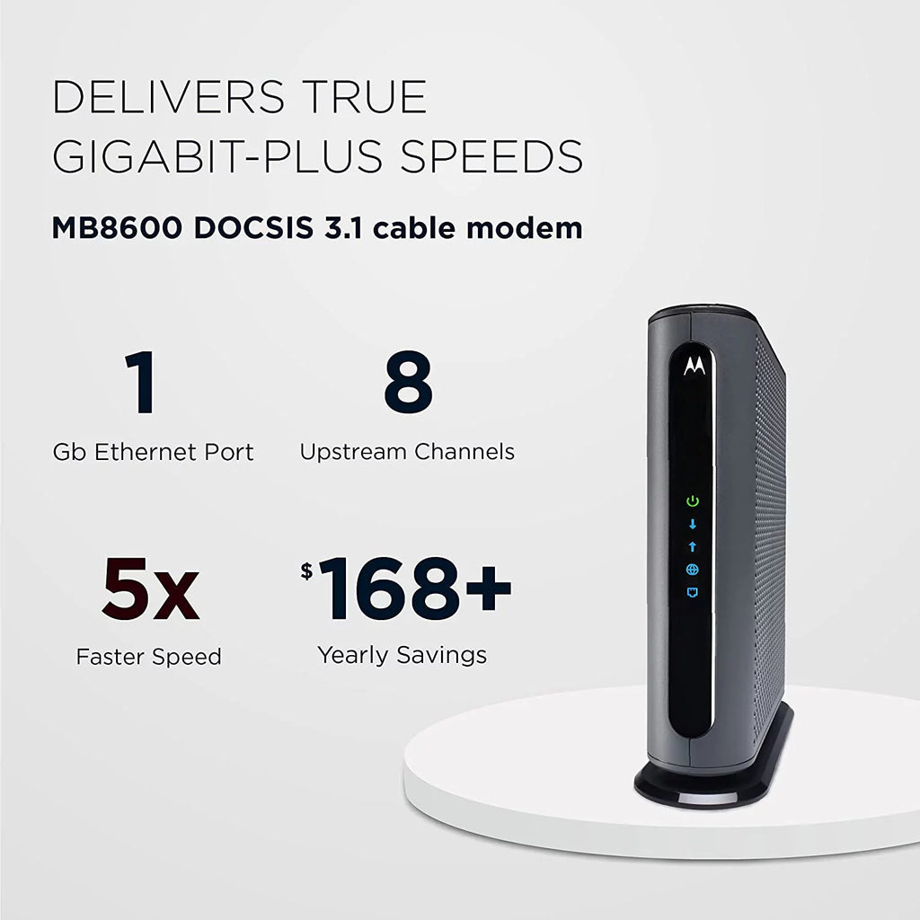 DOCSIS 3.1 Cable Modem, Supports Plans up to 1000 Mbps U32565