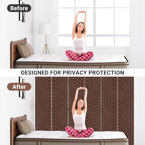 6 Panel Folding Room Divider, 71" High, Bamboo Mesh Woven Design I32052