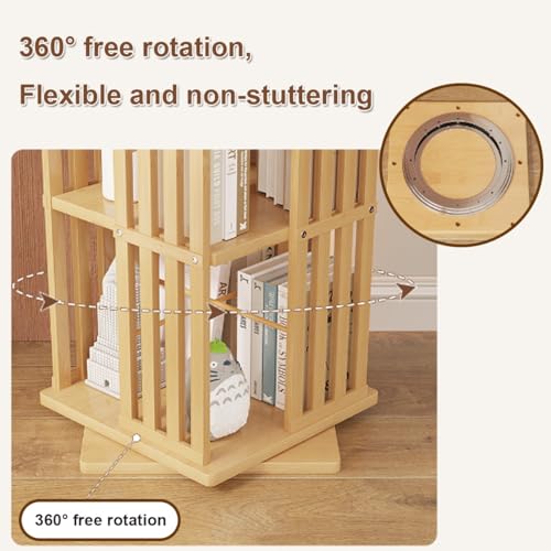 Bamboo 360 Rotating Bookshelf, 6-Tier Open Design Book Tower I111471