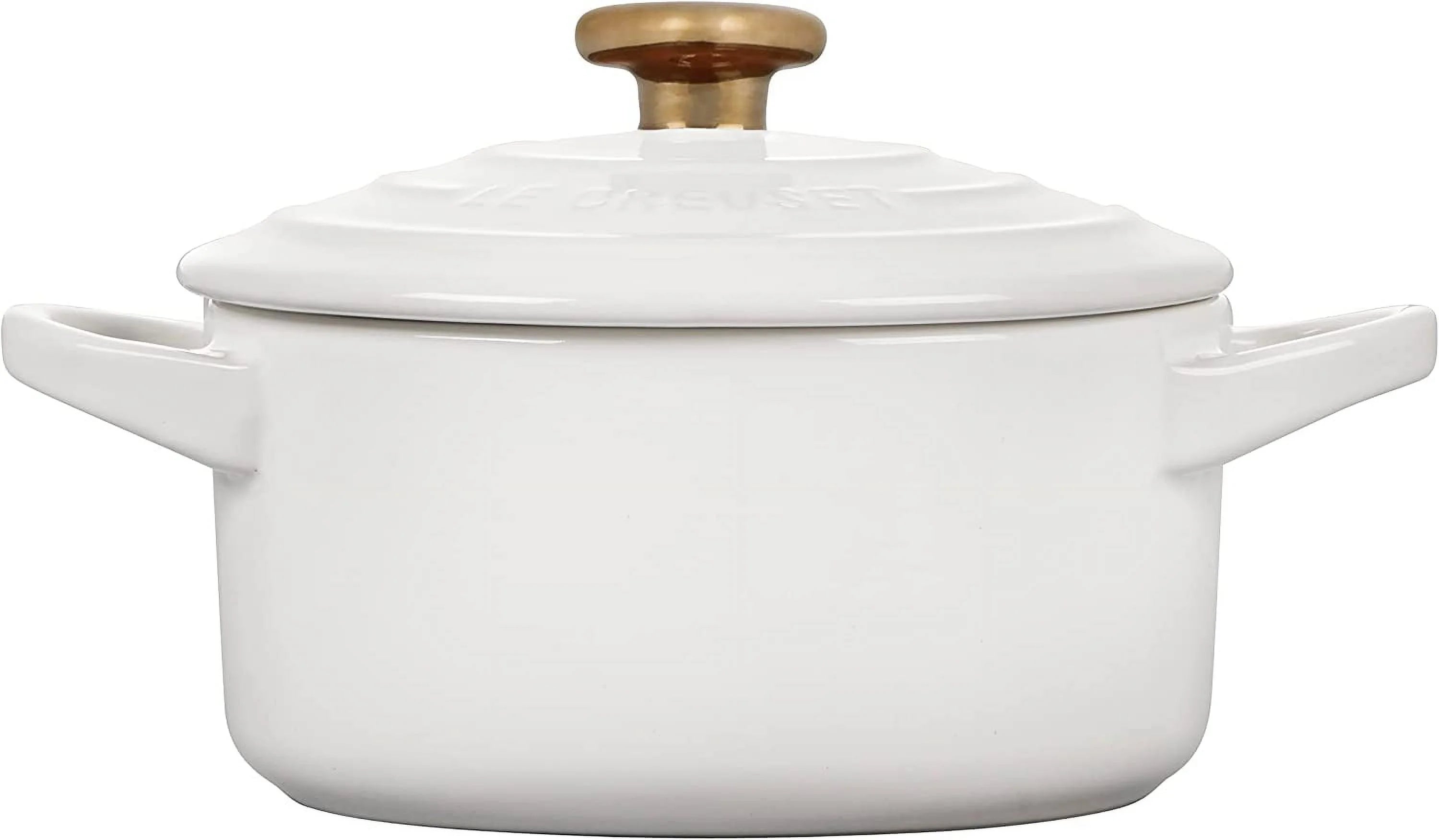 White Mini Round Cocotte with Gold Heart Knob K836