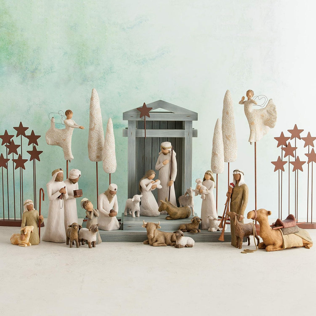 Little Shepherdess sculpted hand-painted nativity figures, 3-piece set I439