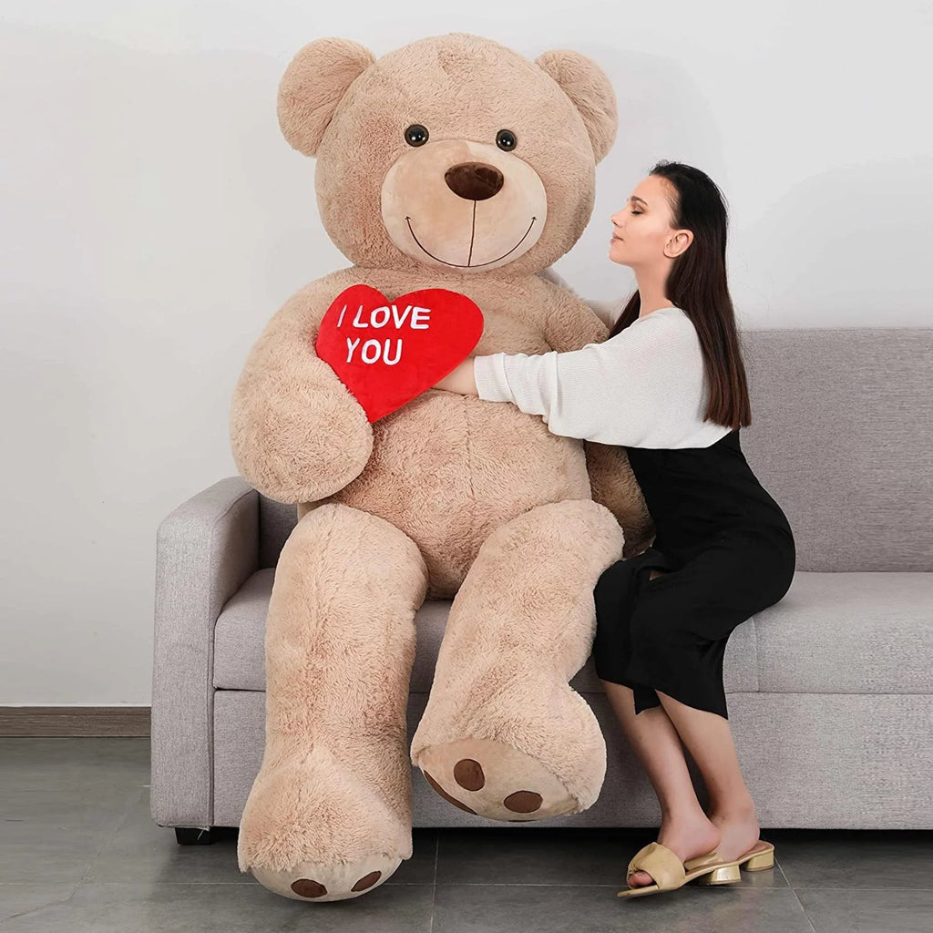 Giant Teddy Bear 6ft Stuffed Animal with Red Heart Y266
