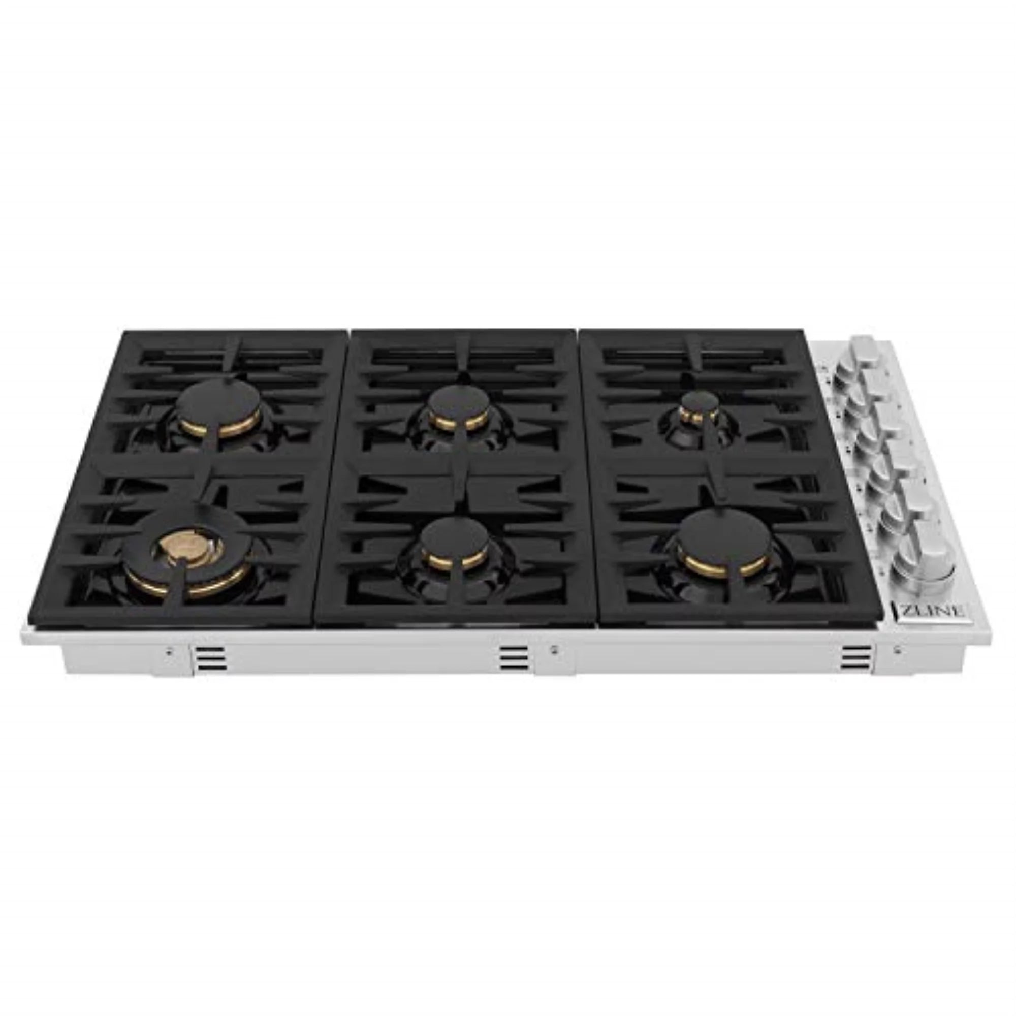 36 in. Drop-In Gas Cooktop with 6 Burners, Black Porcelain Top U7643