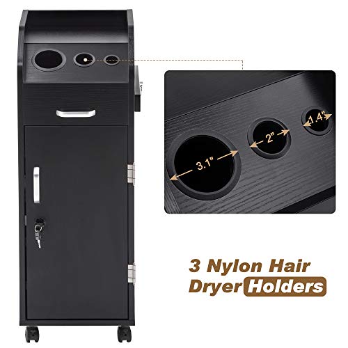 Beauty Salon Trolley Storage Cart with Lockable Rolling Wheels, Drawer M131238