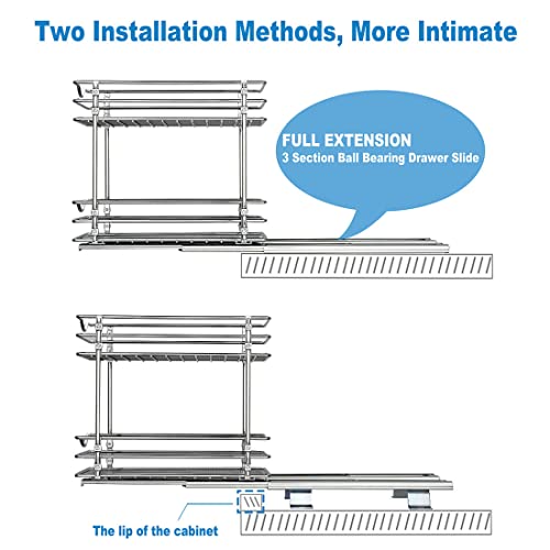 2 Tier Pull Out Spice Rack Organizer for Cabinet H271005