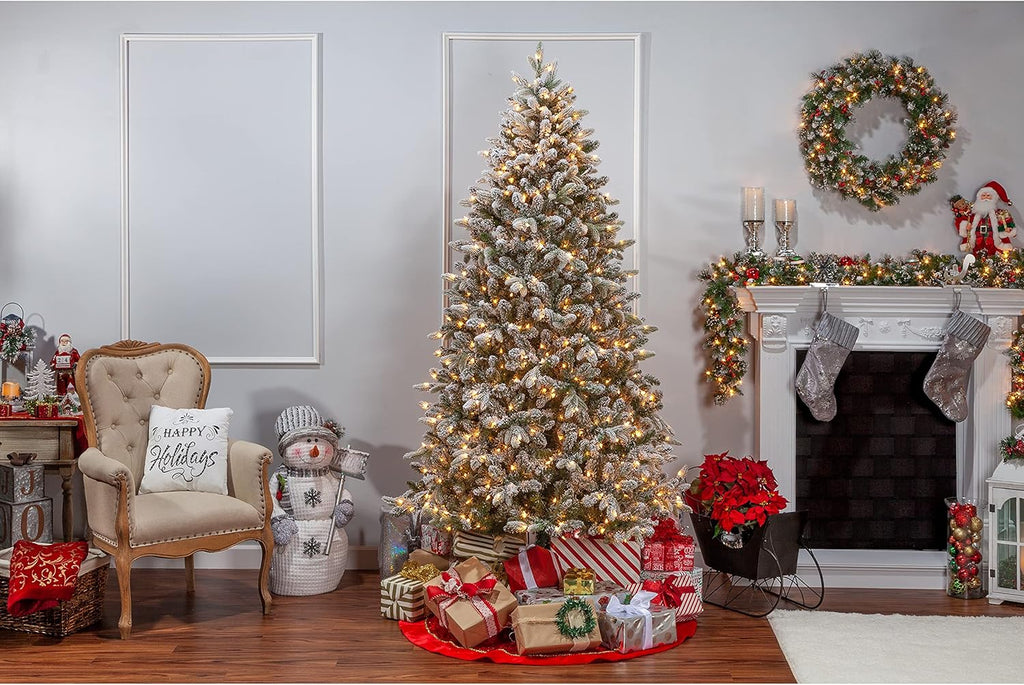 7.5-Foot Flocked Swiss Mountain Fir with 800 Clear Lights X5180