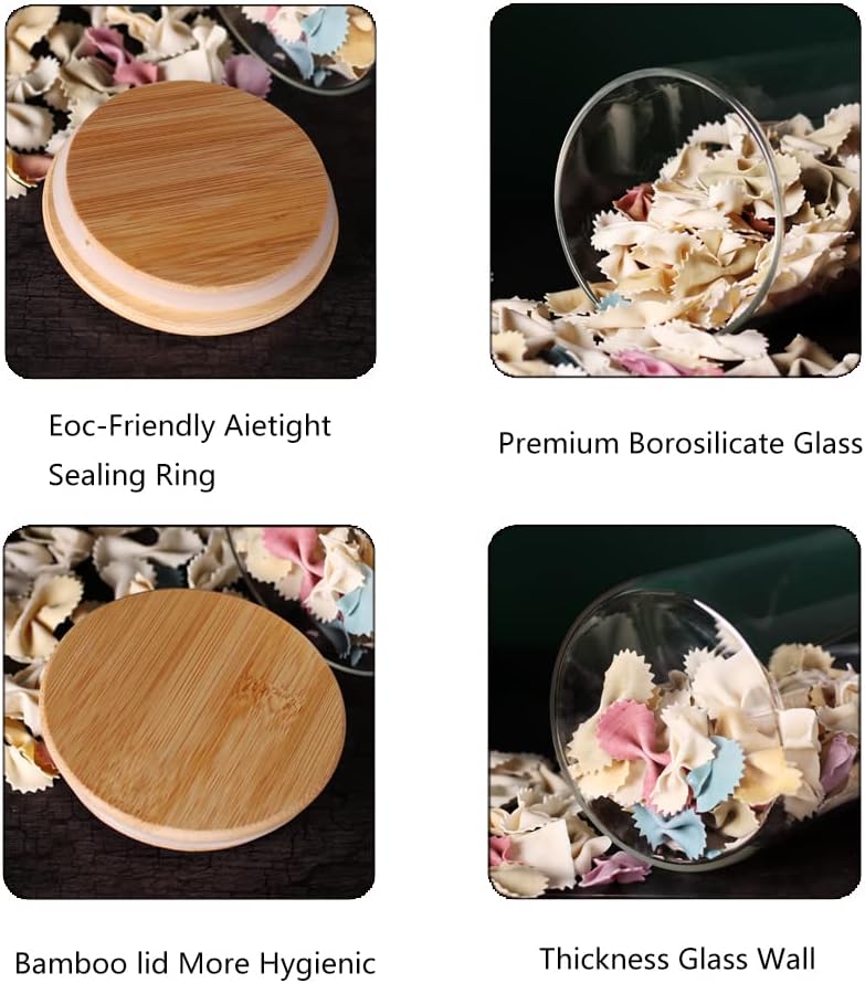 Glass Jars with Bamboo Lids and Spoons, Set of 6 S6154