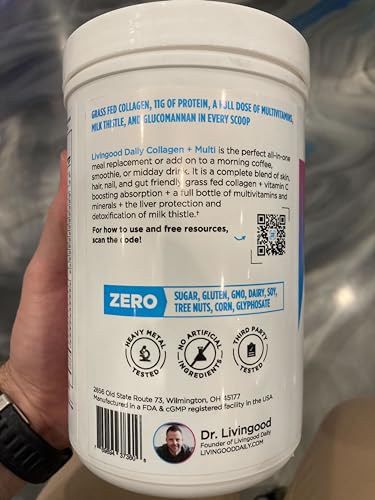 Daily Collagen Powder Vanilla - Grass-Fed Hydrolyzed Collagen Peptides for Hair, Skin & Nails - Keto & Paleo, Gluten Free F60637