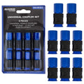 Master Elite Series 8 Piece Universal Air Hose Quick Push Connect Coupler Set with 1/4\" NPT Female Threads - Accepts 3 Common Plugs Types, I/M Industrial, T Auto, A ARO - Compressor Air Tool