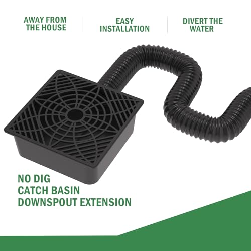 Gutter Downspout Extension, No Dig Catch Basin, Extendable 1.34' to 5.1' H279