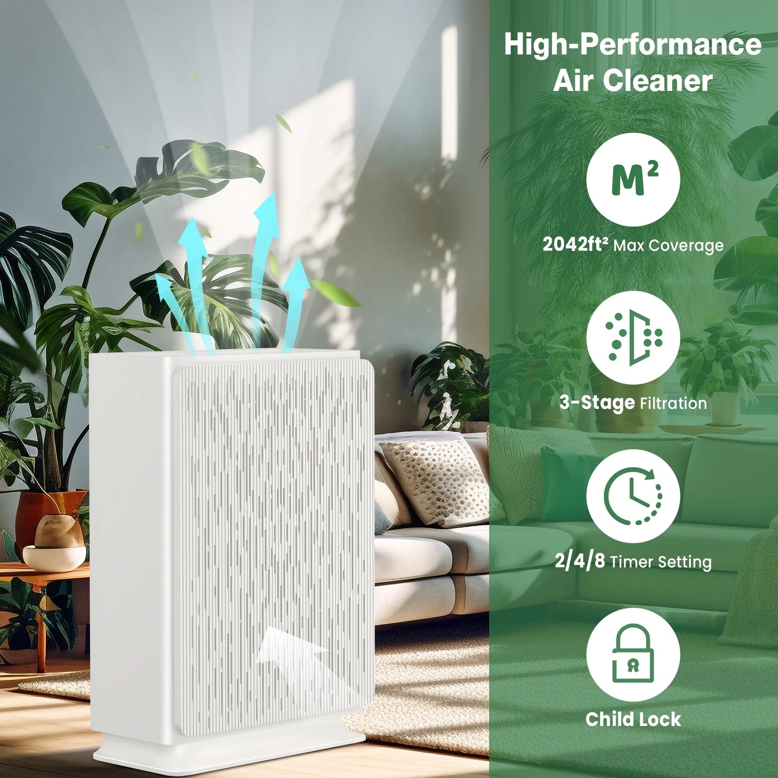 HEPA Air Purifier for Pets, Pollen, Dust, Smoke, Large Room Bedroom S304248