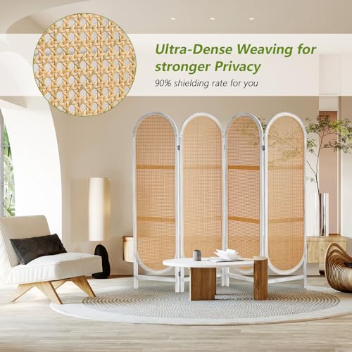 Folding Rattan Room Divider Screen for Home Office Bedroom C79540