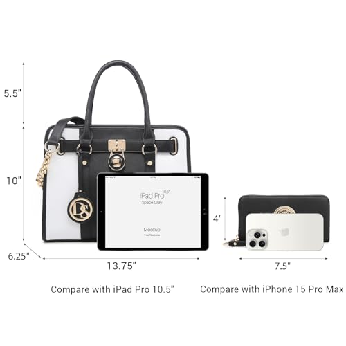 Women's Top Handle Satchel Tote Bag with Wallet Set E7007