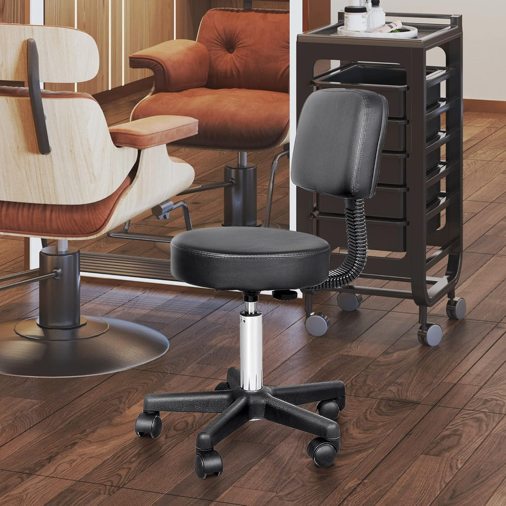 Swivel Medical Salon Stool with Back Support, Adjustable Height, Black Z2327