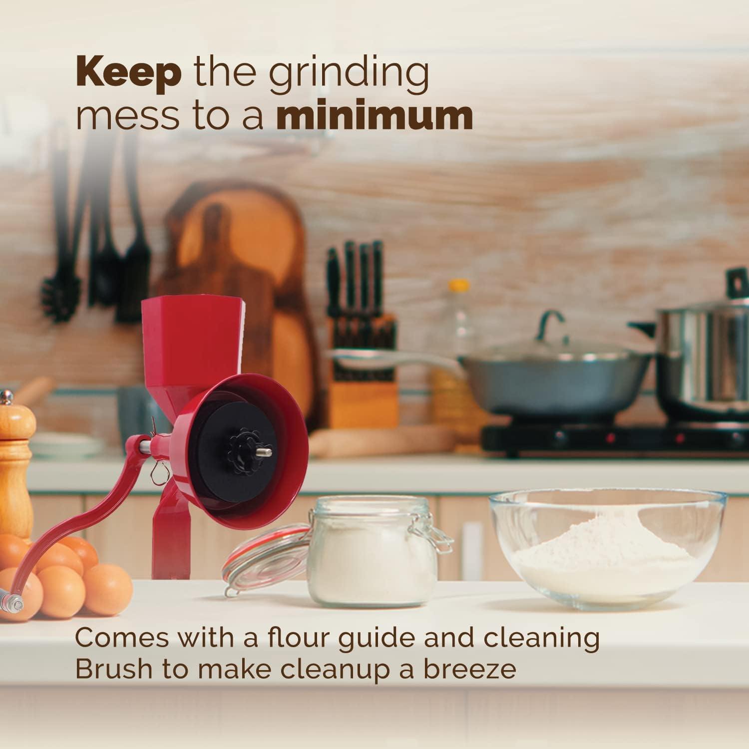 Manual Hand Grain Mill for Dry and Oily Grains, Kitchen Flour Grinder with Hand Crank X229799