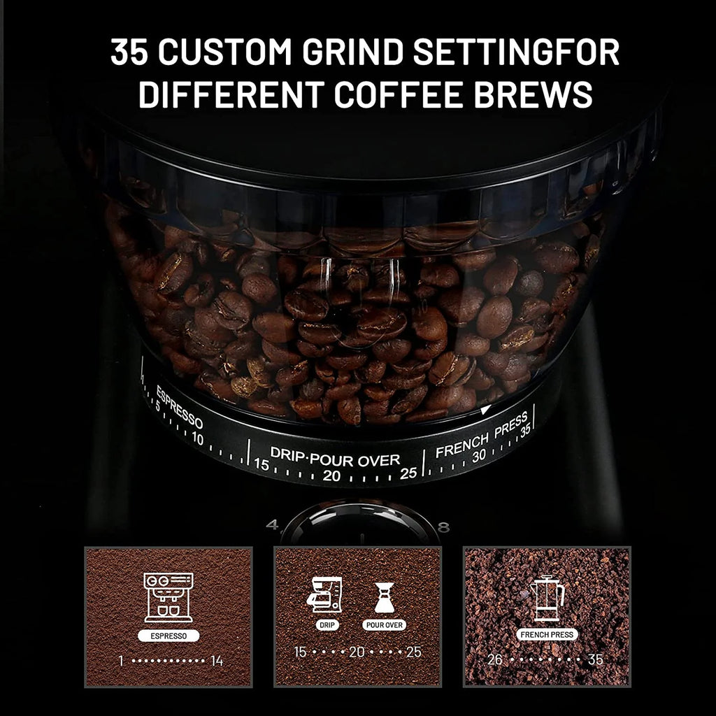 Conical Burr Coffee Grinder, Adjustable Mill for 2-12 Cups Z928