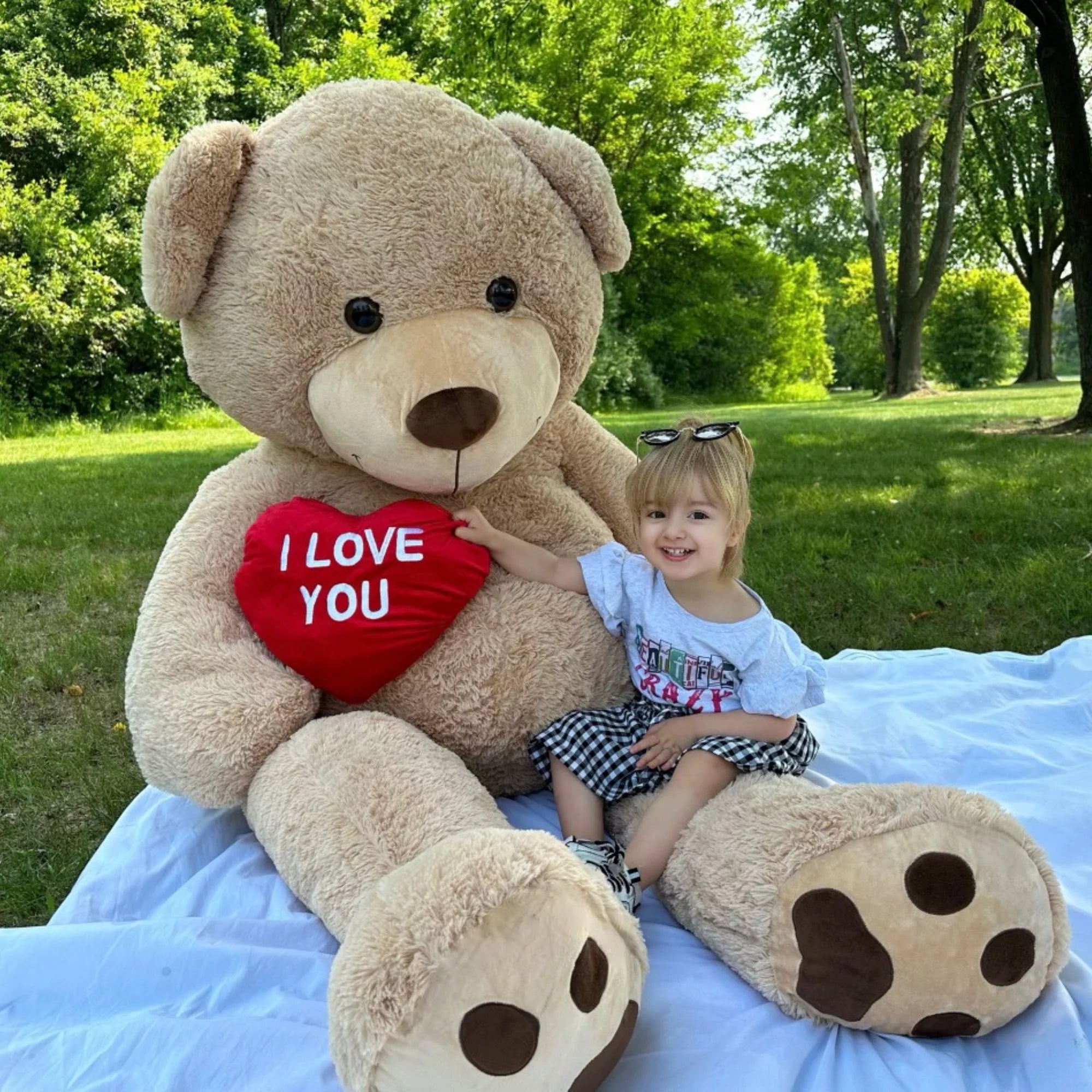 Giant Teddy Bear 6ft Stuffed Animal with Red Heart Y266