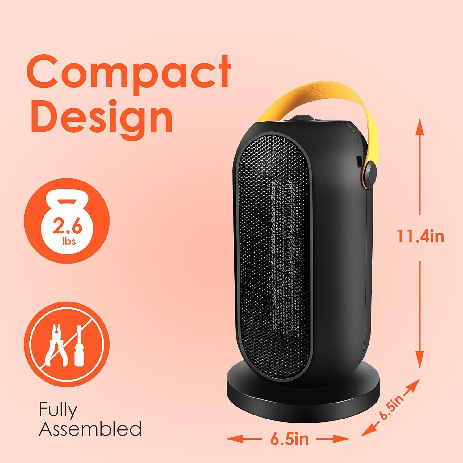 Portable Fan Heater for Home, 1200W PTC Ceramic Heater with 4 Heat Settings B452099
