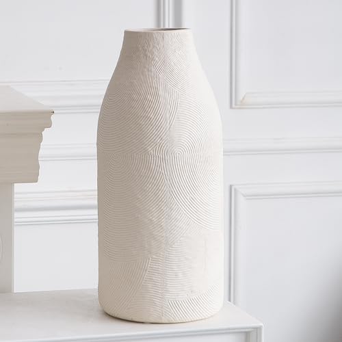 Matte White Textured Ceramic Vase Set of 3 for Home Decor E42406
