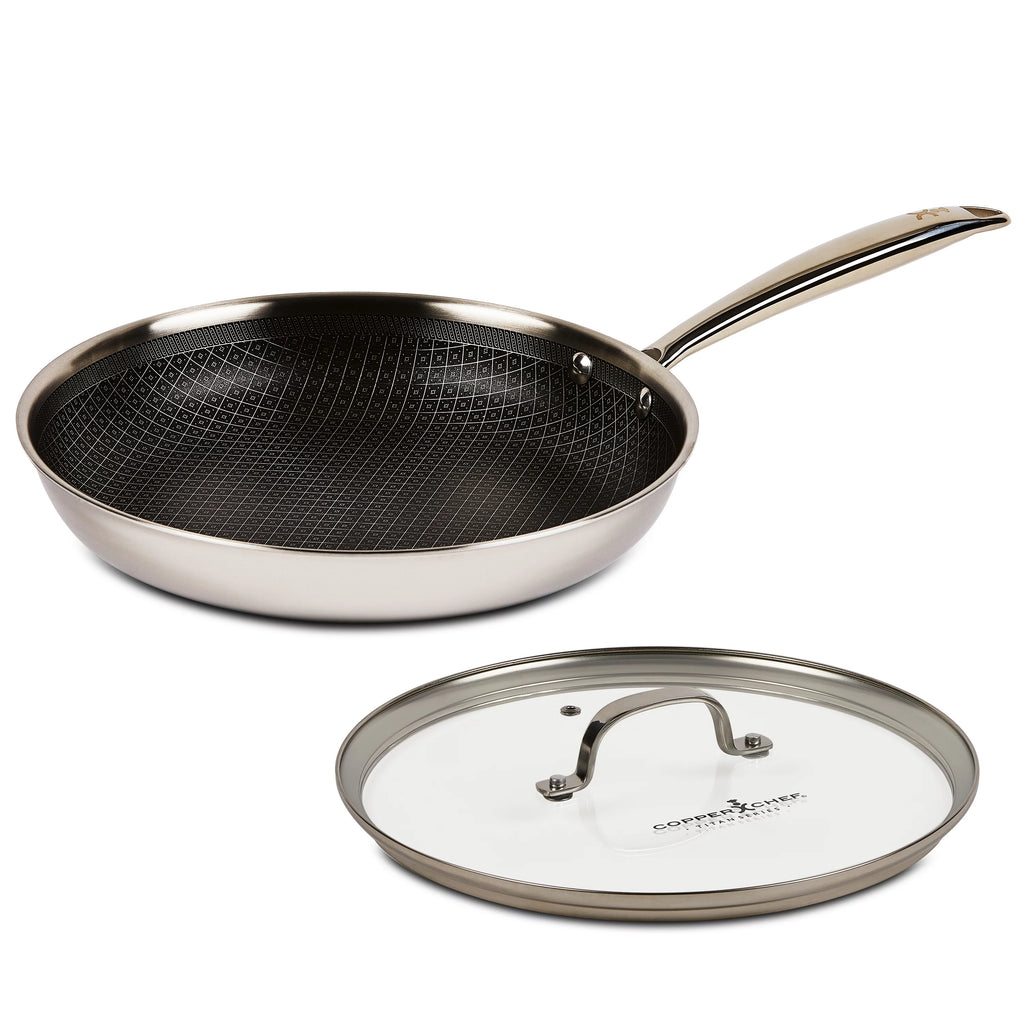 8 inch Skillet Fry Pan with Lid, Stainless Steel, Nonstick O583746