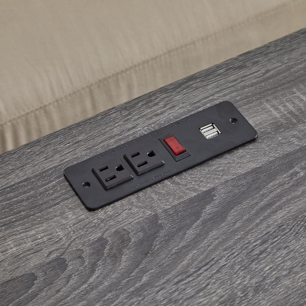 Nightstand Set of 2 with Charging Station, Wheels, and Drawer Y6233