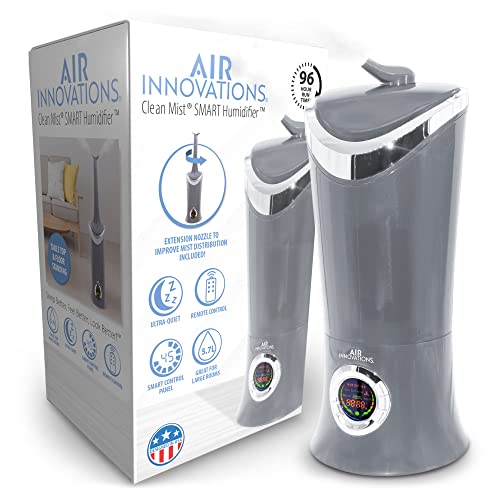 Air Innovations Ultrasonic Quiet 1.70 Gallon Cool Mist Digital Humidifier with Five Mist Settings for Living Room, Bedroom, or Nursery, Platinum