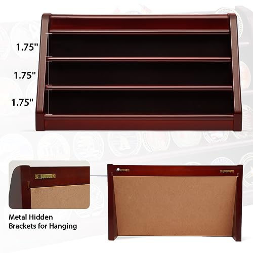 Military Coin Display Case, 5 Row Wooden Holder Rack, Holds 50 Coins, Wall or Desk Mount B693942