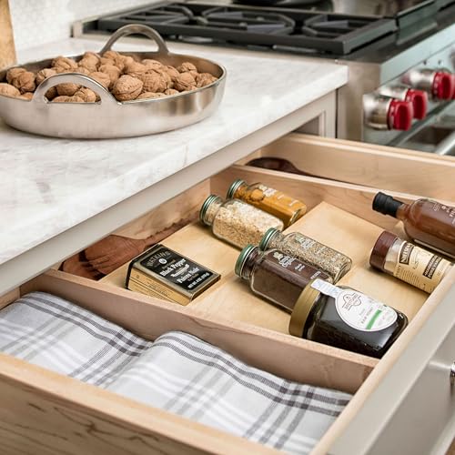 3 Tiered Seasoning Organizer for Wooden Kitchen Drawers, Pull Out Spice Rack Q1607