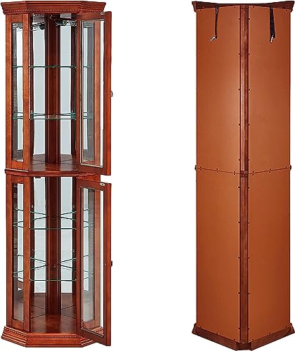 Wooden Corner Display Cabinet with Adjustable Glass Shelves G8774