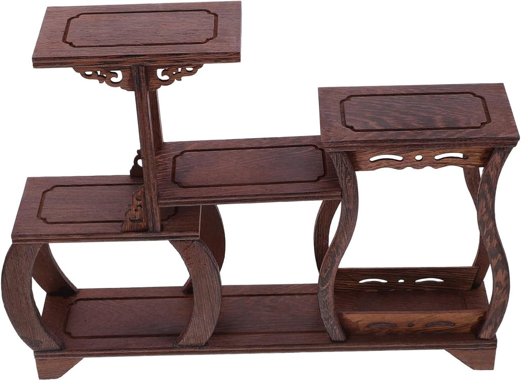 Luxshiny Chinese Wood Display Stand Base, Teapot Vase Bonsai Base Oriental Furniture Wooden Display Stands Display Shelf for Home Office Decoration