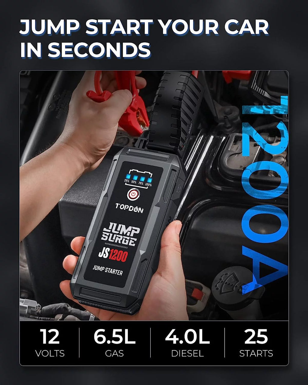 Portable Car Jump Starter 1200A 12V Battery Charger G603