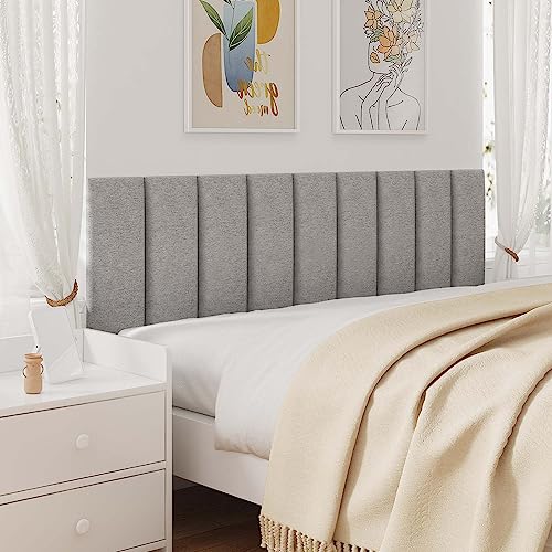 3D Soundproof Wall Panels Peel and Stick Headboard, 6 Panels, Gray E9826