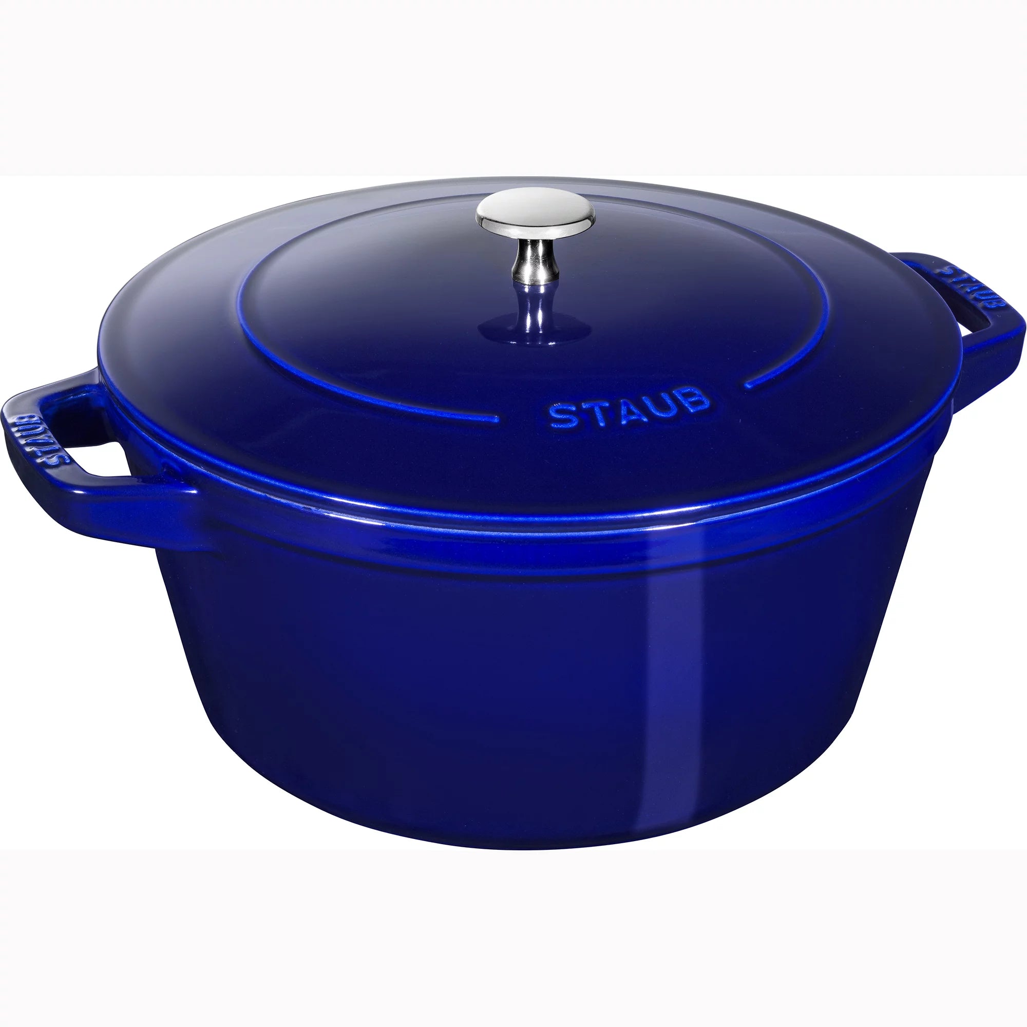 Cast Iron Cookware Set 4-Piece, Stackable Dutch Oven with Universal Lid, Dark Blue D57755