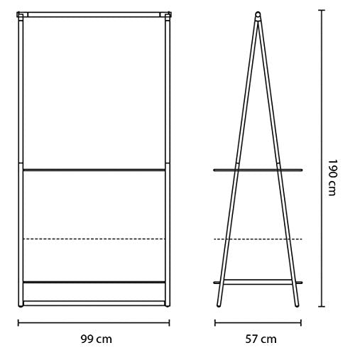 Clothes Rack, Compact Free Standing Clothing Rail, Sturdy Steel Frame & Bamboo Rod, Black I76562