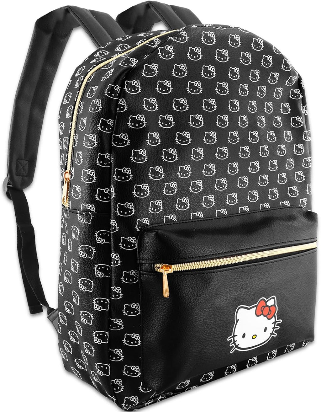 Faux Leather Backpack for Women with Front Pocket and Water Bottle H381035