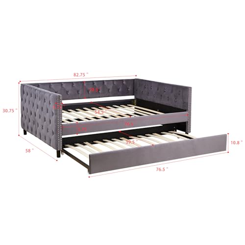 Convertible Sofa Bed 2-in-1 Velvet Sleeper, Beige U552