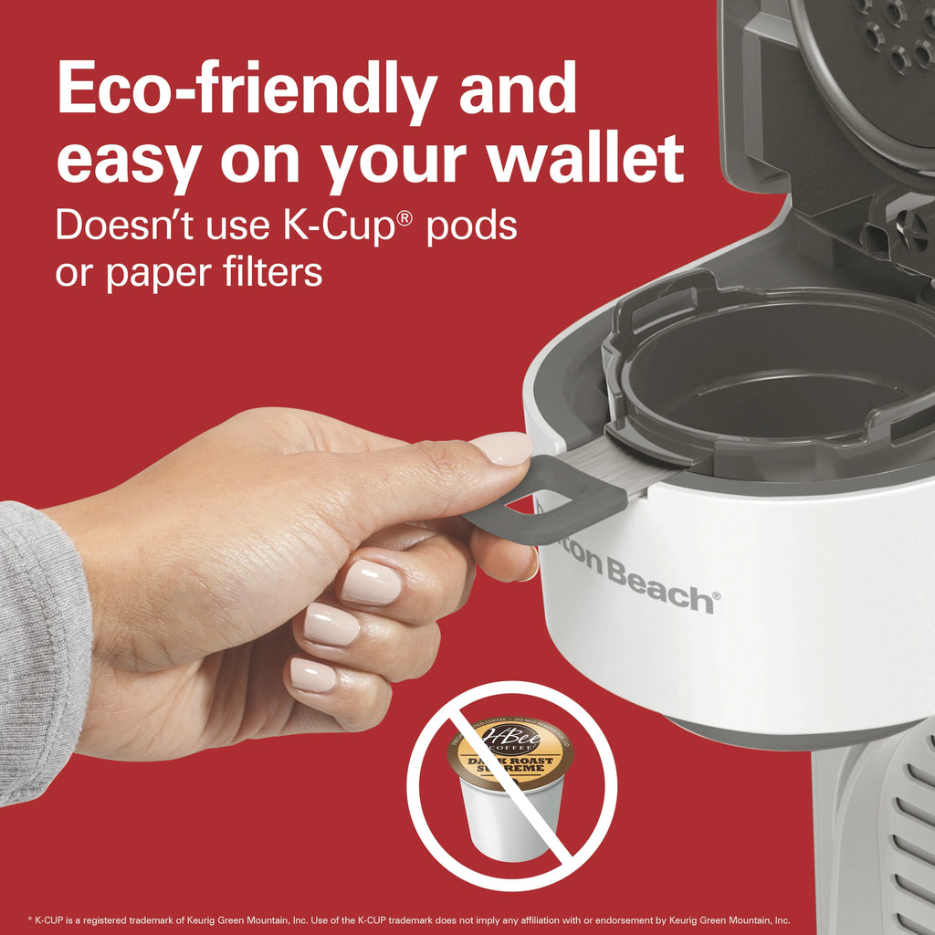 Single-Serve Coffee Maker, No Pods or Filters Needed, White Y474