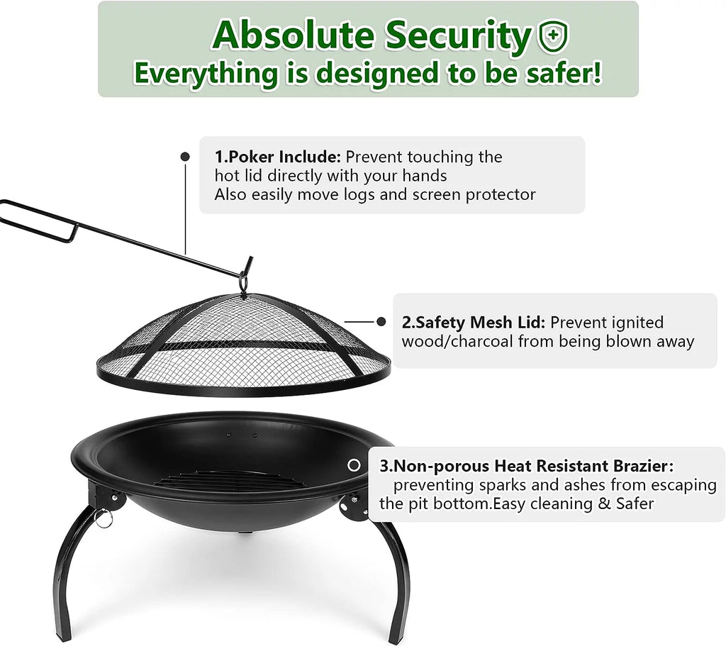 Foldable Mini Fire Pit for Outdoor Camping BBQ A905066