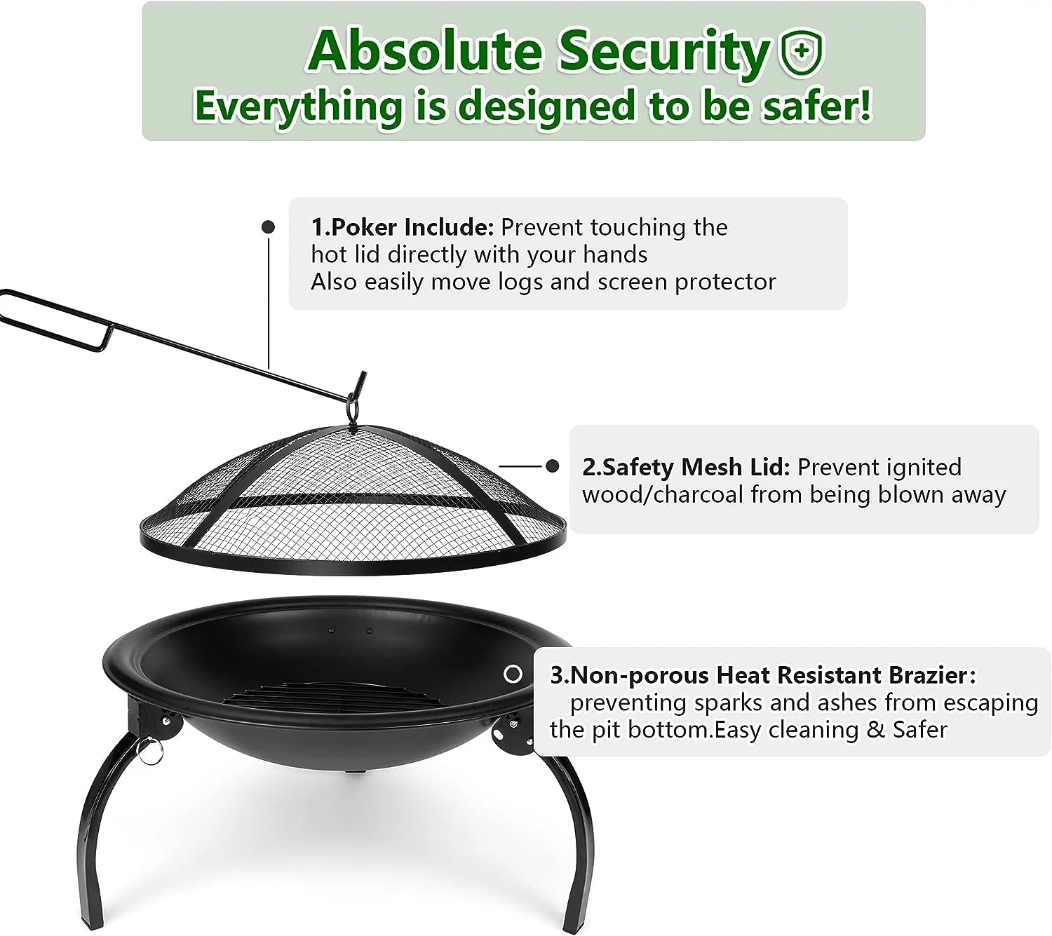 Foldable Mini Fire Pit for Outdoor Camping BBQ A905066