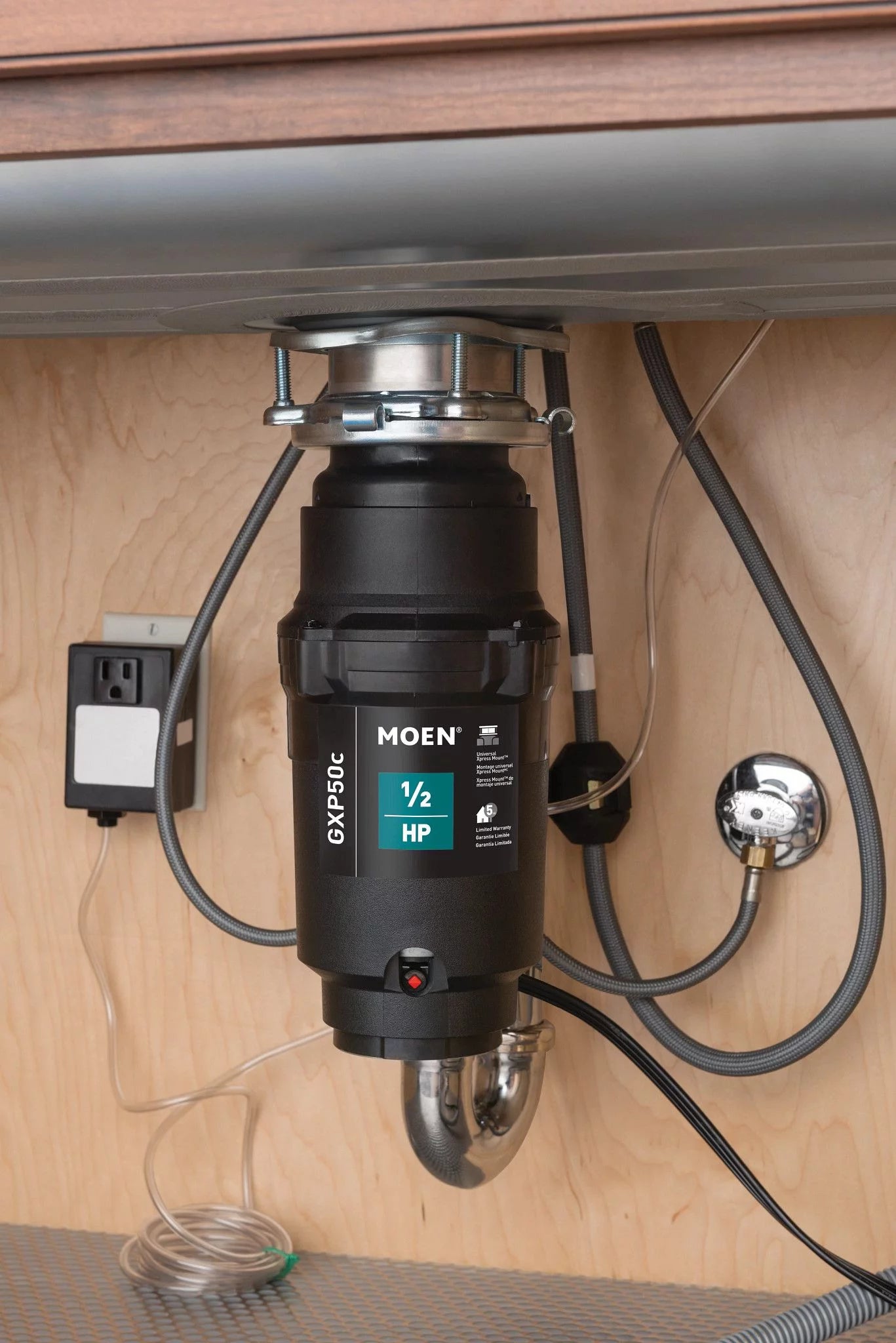 Garbage Disposal, 1/2 HP, Continuous Feed, Power Cord Included L4687