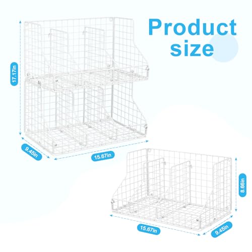 Stackable Can Rack Organizer for Pantry Storage with Adjustable Dividers, 2-Tier Metal Wire Basket Q858942