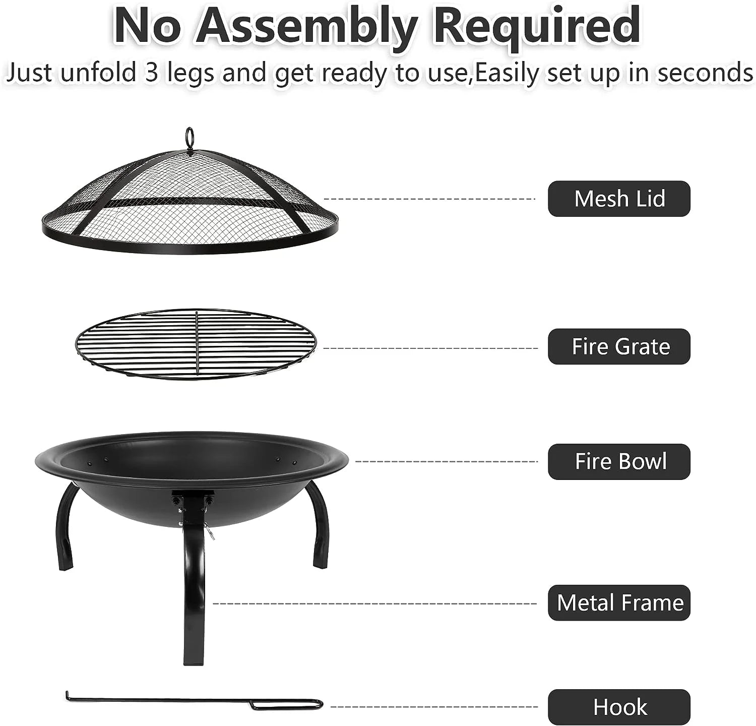 Foldable Mini Fire Pit for Outdoor Camping BBQ A905066