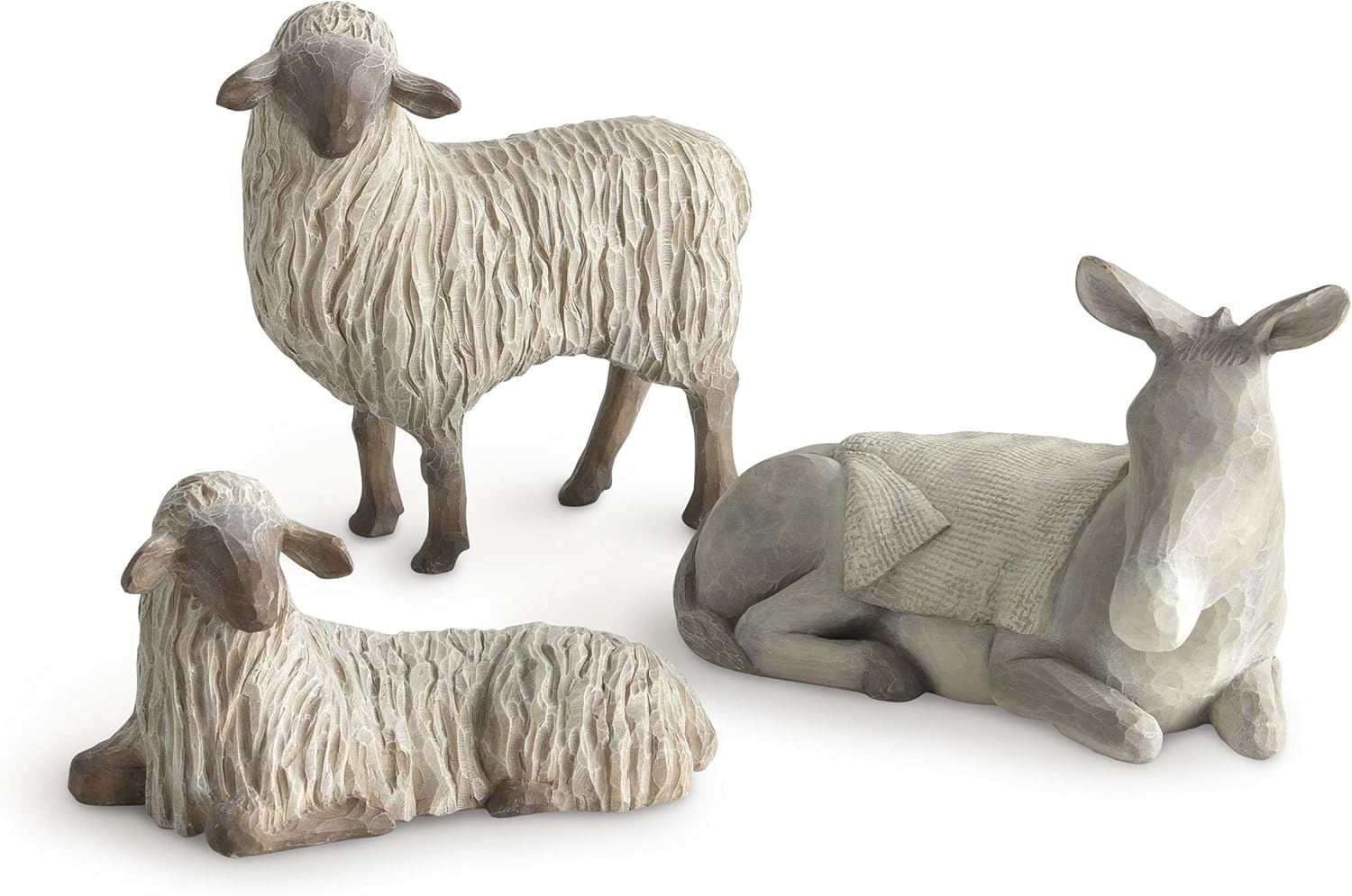 Willow Tree Gentle Animals of The Stable for The Christmas Story, sculpted hand-painted nativity figures, 3-piece set