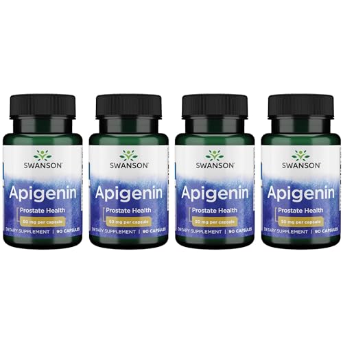 Swanson Apigenin Supplement, 50mg capsules (90 count), Helps Promote Sleep, Stress Relief & Overall Men's Health (Packaging May Vary)