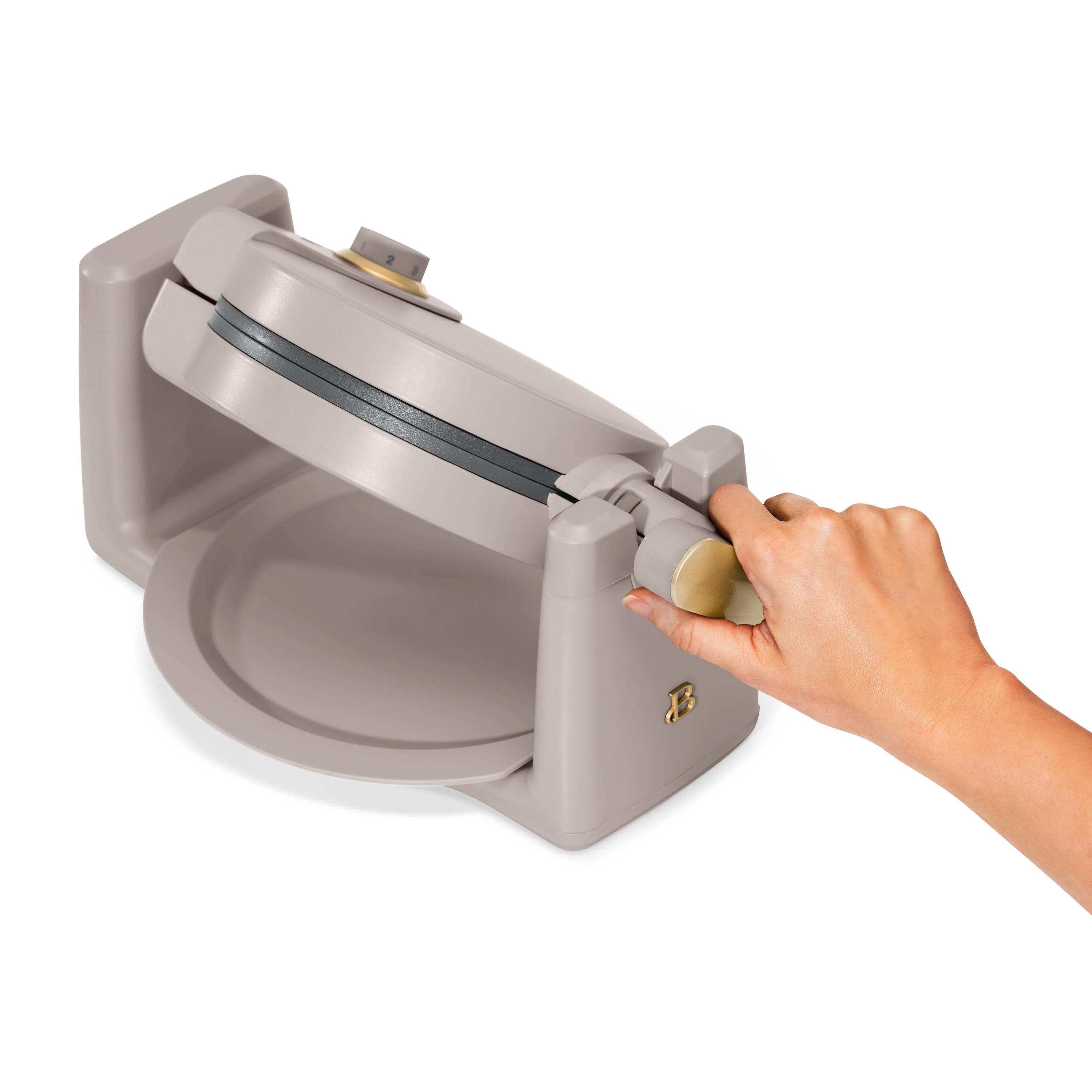Rotating Belgian Waffle Maker, Porcini Taupe S6208