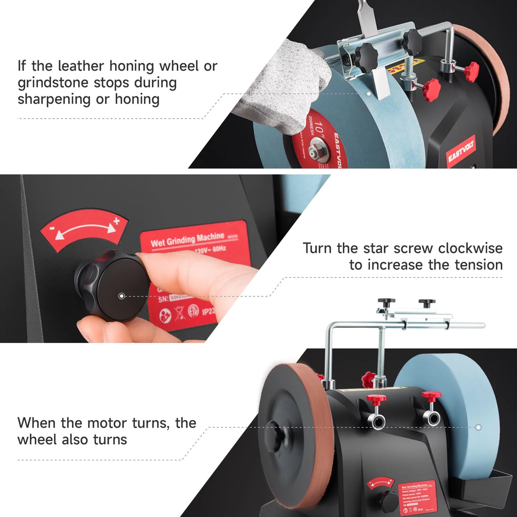 10 Inch Low Speed Wet Grinding Machine, Variable Speed Water Cooled Sharpening System U54726