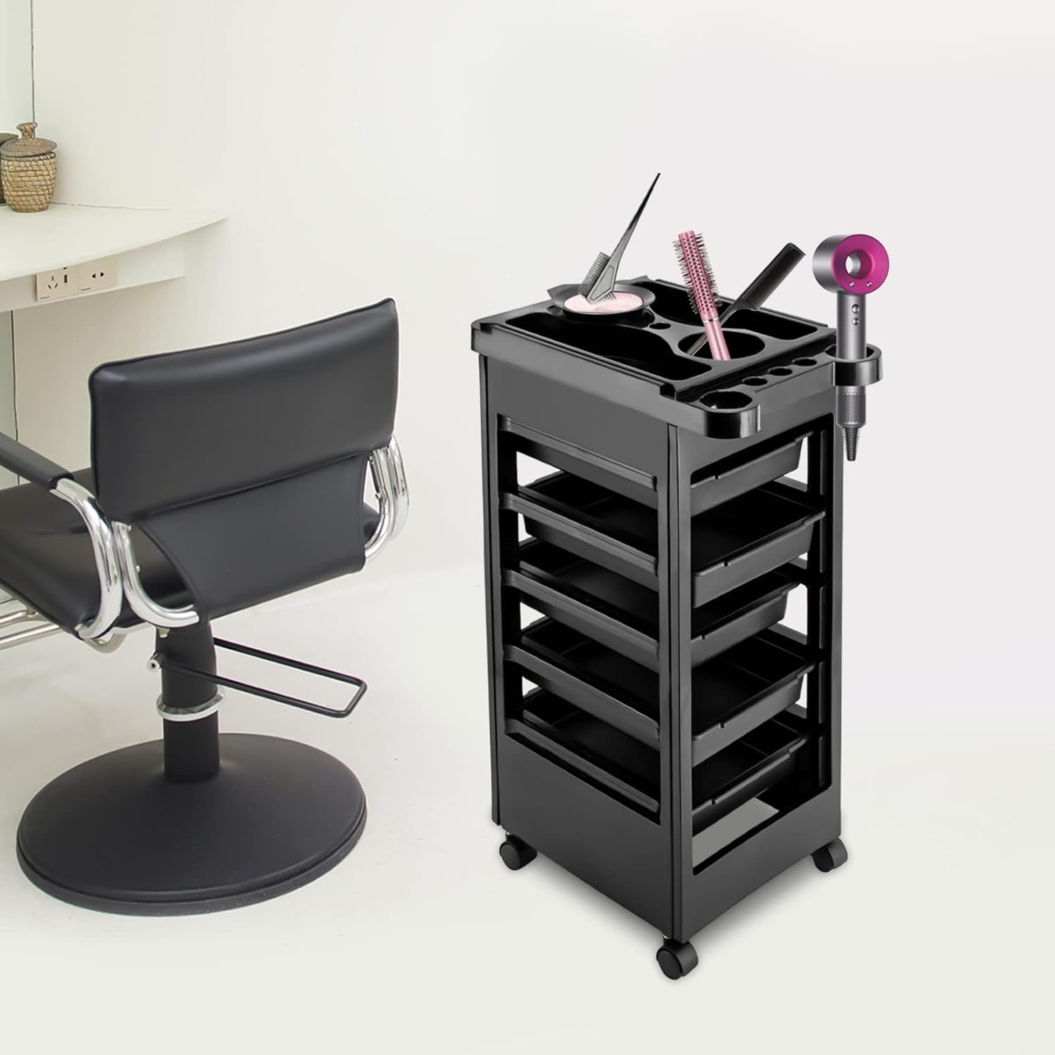 Salon Trolley Cart with Wheels, 5 Drawer Storage Organizer X854374